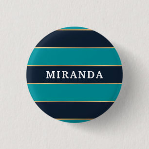 Bold Navy Blue Gold Stripe Pattern 3 Cm Round Badge