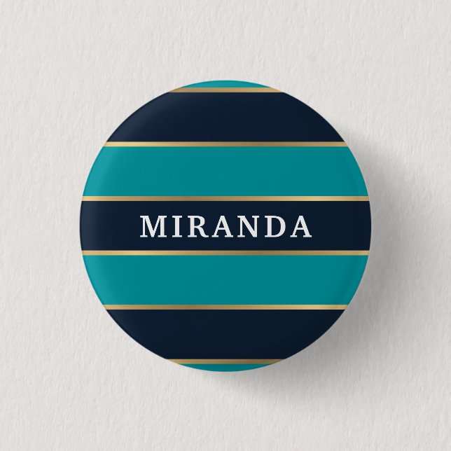 Bold Navy Blue Gold Stripe Pattern 3 Cm Round Badge (Front)