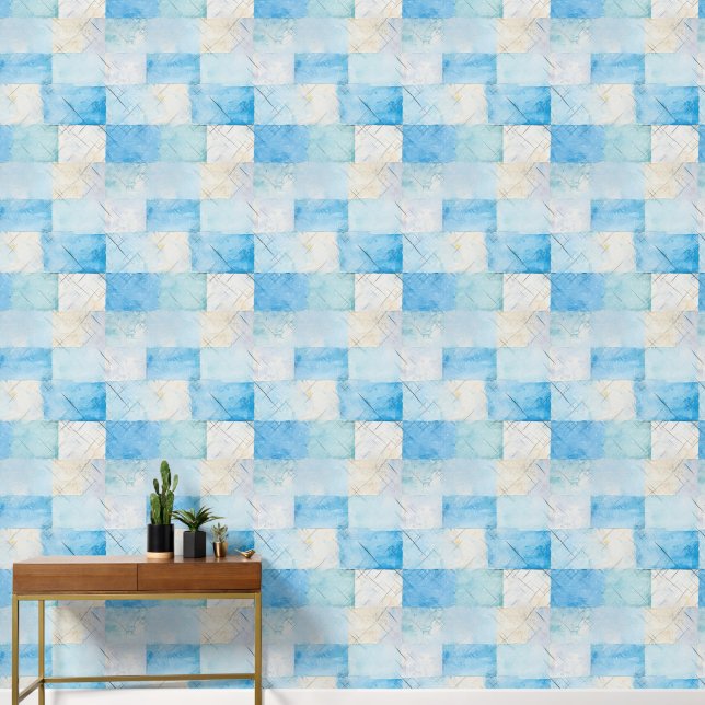 Bold navy blue indigo collage paper texture   wallpaper (Hallway)