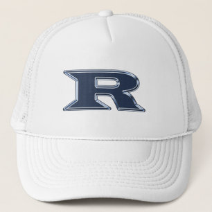 Bold Navy Blue Letter R Monogram Initial Trucker Hat