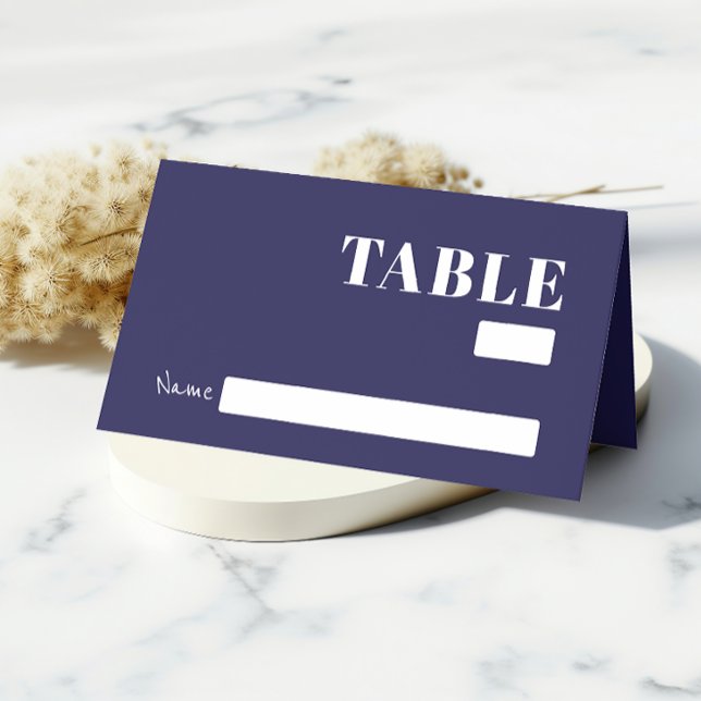 Bold Navy Blue Minimalist Wedding Guest Place Card (Creator Uploaded)