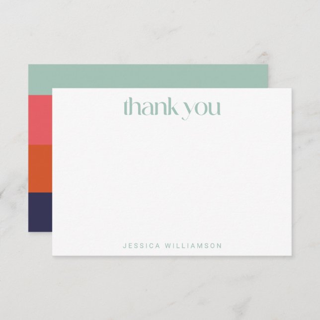 Bold Navy Blue Red Stripes Custom Bridal Shower  Thank You Card (Front/Back)
