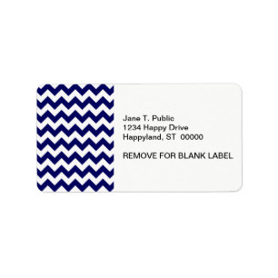 Bold Navy Blue & White Chevron Zig-Zag Pattern Label