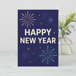 Bold Navy Gold 2026 Celebration Fireworks Invitation