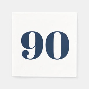 Bold Navy Ninetieth Birthday Cocktail Napkins