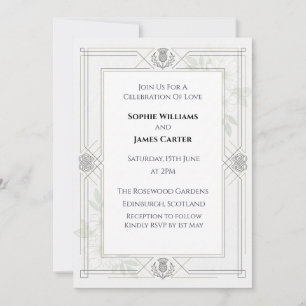 Bold Navy Peach Floral Wedding Invitation