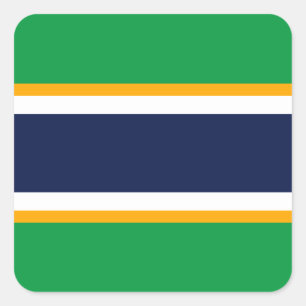 Bold Navy White Kelly Green Yellow Racing Stripes Square Sticker
