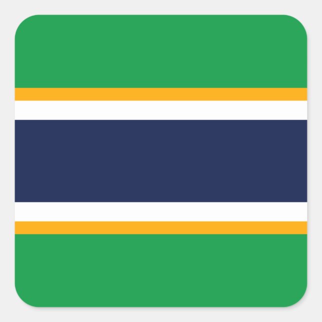 Bold Navy White Kelly Green Yellow Racing Stripes Square Sticker (Front)