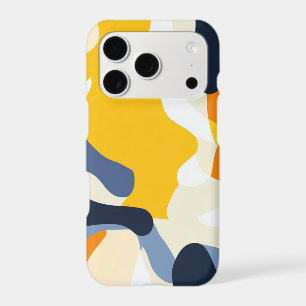 Bold Navy Yellow and Orange Abstract Organic Patte