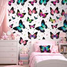Bold Neon Butterfly Modern Colourful Girl Decor