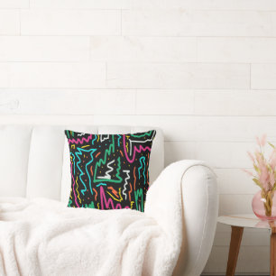 Bold Neon Contrast Party Print Cushion