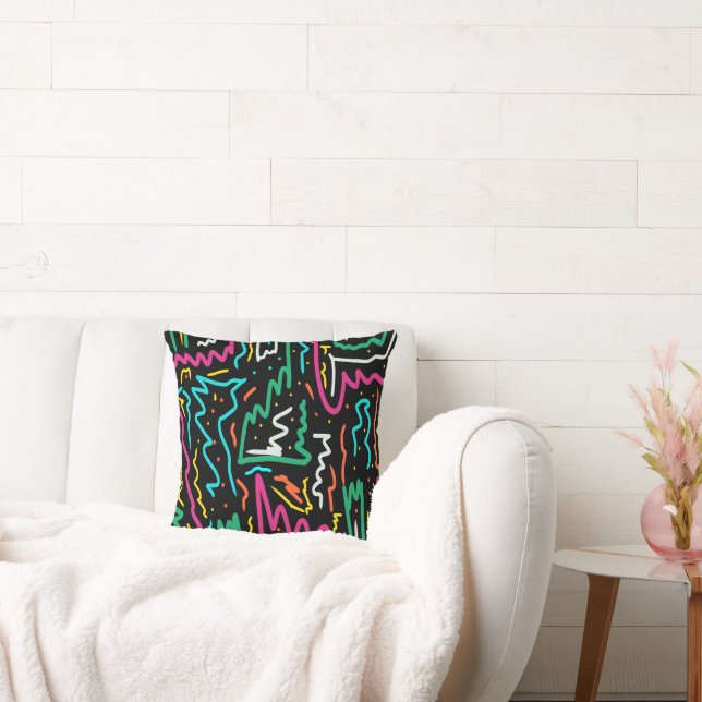 Bold Neon Contrast Party Print Cushion (Couch)