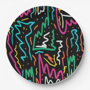 Bold Neon Contrast Party Print Paper Plate