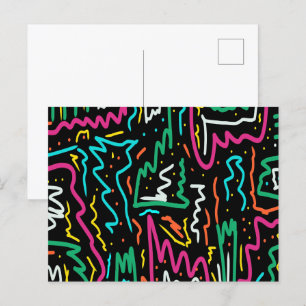 Bold Neon Contrast Party Print Postcard