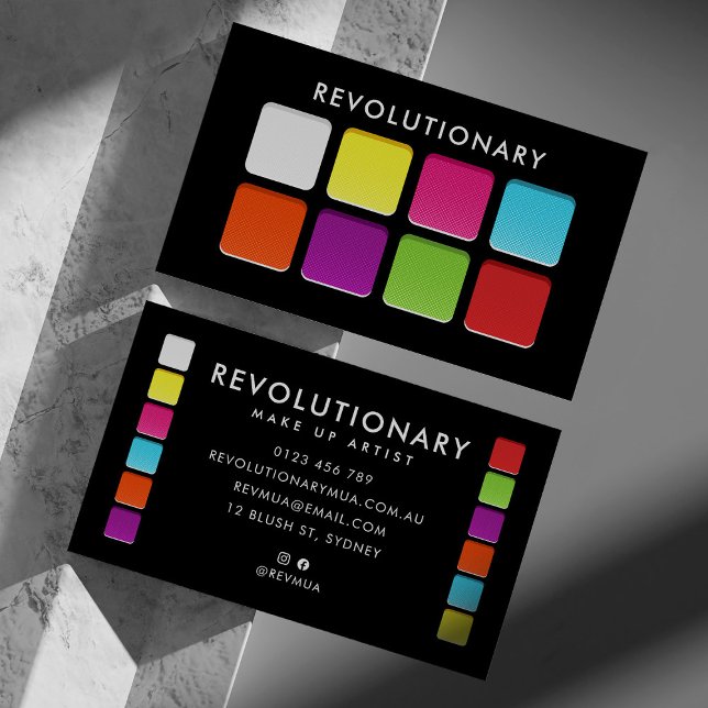 Bold Neon Eyeshadow Pallete Makeup Artist Business Card (Makeup artist business card made to look like an eyeshadow pallete)