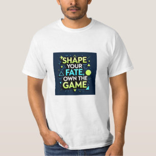 Bold Neon Motivational Quote Graphic on Dark Blue T-Shirt