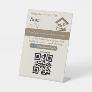 Bold Neutral Scan to Tip QR Code Sign Venmo Tips