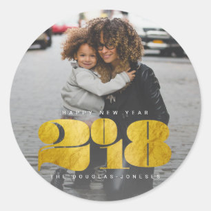 BOLD NEW YEAR(GOLD) CLASSIC ROUND STICKER