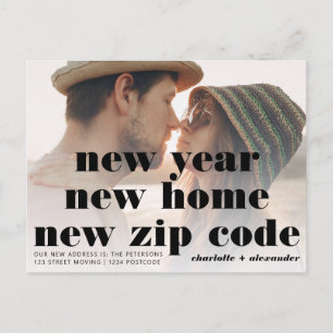 Bold new year photo moving announcement