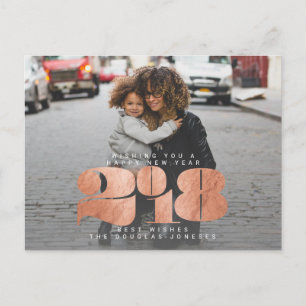 BOLD NEW YEAR (ROSE GOLD) HOLIDAY POSTCARD