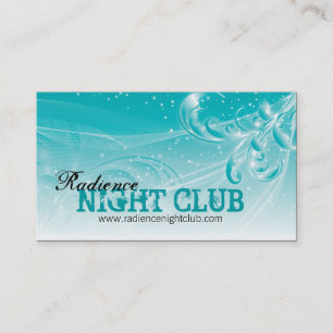 Bold Night Club Business Card Modern White Teal