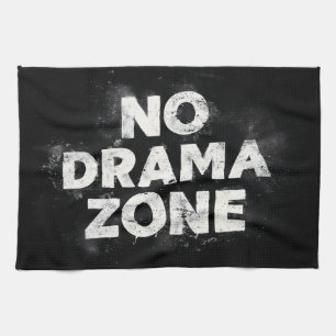 Bold "No Drama Zone" Graphic Print Tea Towel