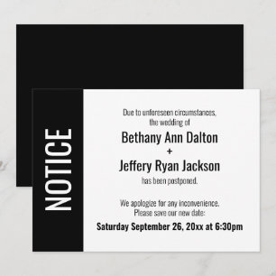 Bold Notice, Postponed Wedding Announcement