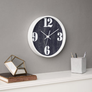 Bold Number Face On Rustic Wood Clock