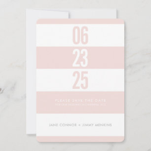 BOLD NUMBER STACK blush white stripe save the date