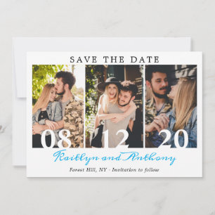 Bold Numbers Modern Script 3 Photo Save The Date