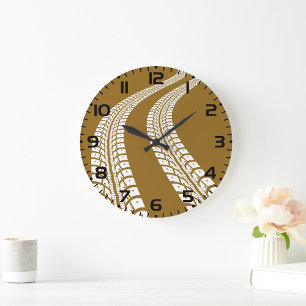 Bold Off-Road Tire Track Rugged Automotive Large Clock