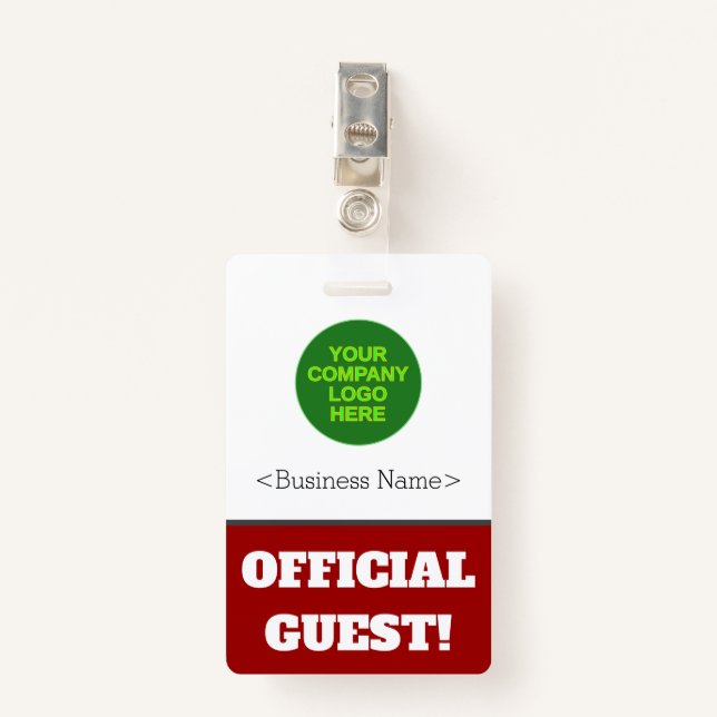 Bold "OFFICIAL GUEST!" Badge ID Badge (Front with Clip)