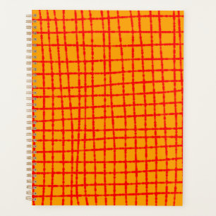 Bold Orange and Red Check Pattern Stylish Planner
