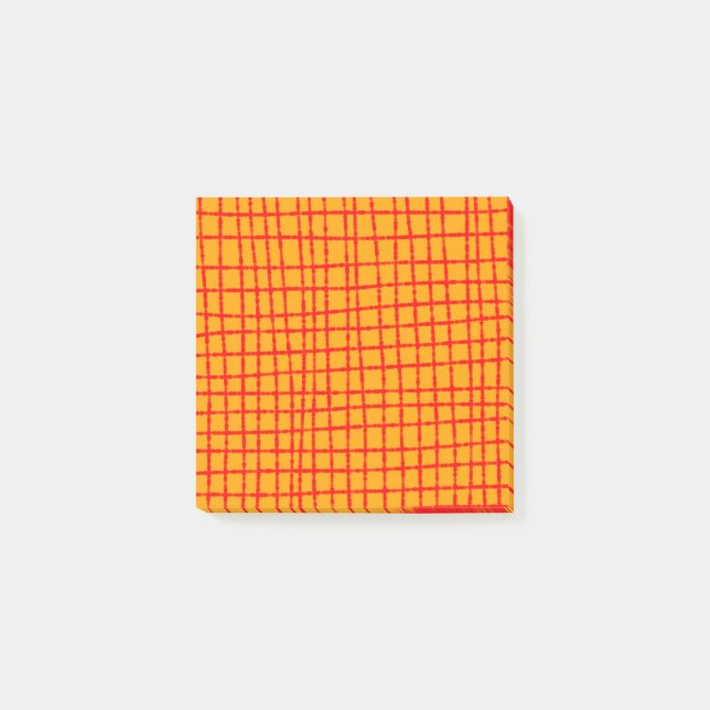 Bold Orange and Red Check Pattern Stylish Post-it Notes (Front)