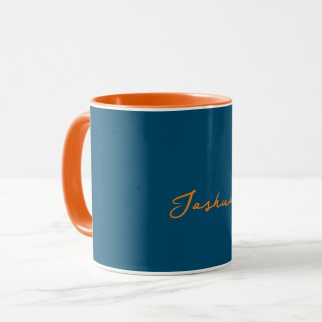Bold Orange and Teal Personalized Mug (Front Left)
