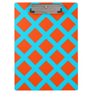 Bold Orange and Turquoise Blue Squares Pattern Clipboard