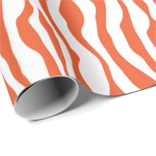 Bold Orange and White Zebra Stripes Animal Print Wrapping Paper