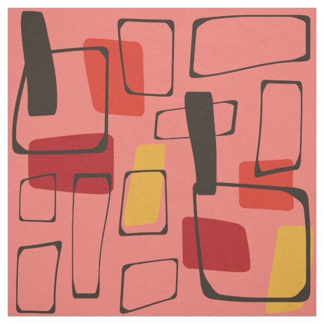 Bold Orange Art Deco Fabric (Swatch)