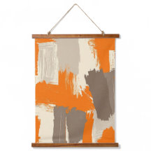 Bold Orange Artisan Brush Strokes Abstract 