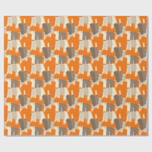 Bold Orange Artisan Brush Strokes Abstract Wrapping Paper