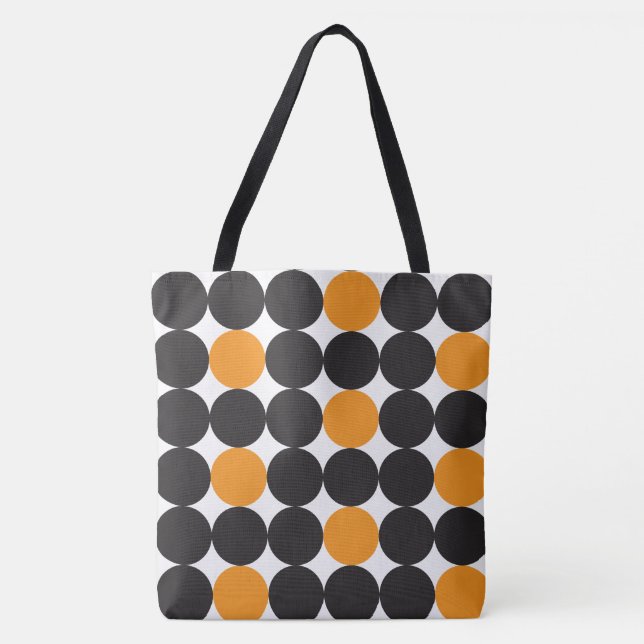 Bold Orange Black Dots Geometric Pattern Tote Bag (Front)