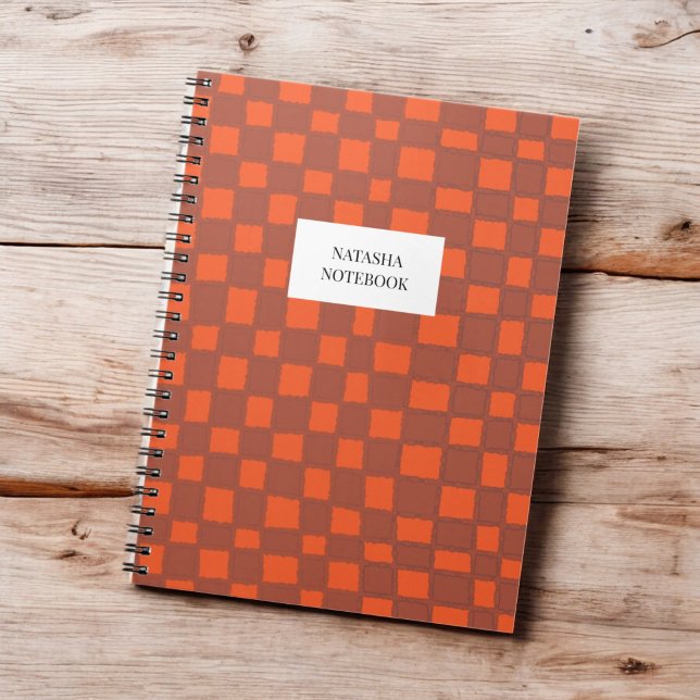 Bold Orange Brown Chequerboard Pattern Notebook (Creator Uploaded)