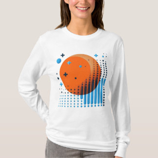 Bold Orange Circle & Fading Blue Dot Grid Women’s  T-Shirt