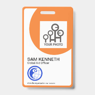 Bold Orange Curvature Frame Company Photo Template ID Badge