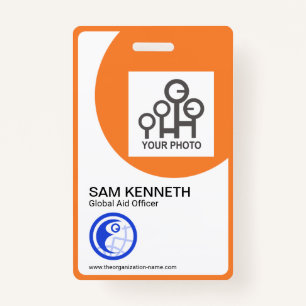 Bold Orange Curvature Frame Company Photo Template ID Badge