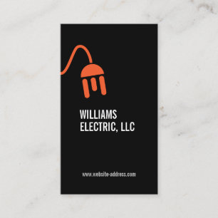 BOLD ORANGE ELECTRICIAN LOGO MODERN BUSINESS CARD