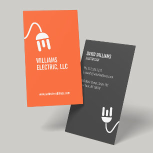 BOLD ORANGE ELECTRICIAN MODERN BUSINESS CARD