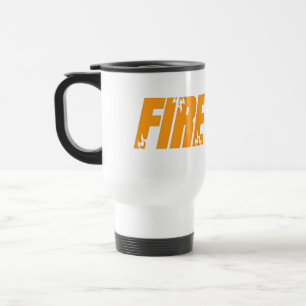 Bold Orange FIRE Flame Typography Stainless Steel Travel Mug