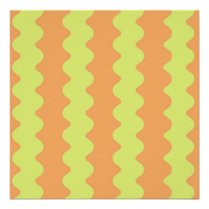 Bold Orange Lime Wavy Stripe Modern Wall Art