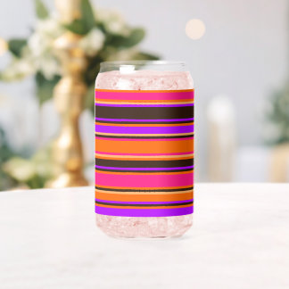 Bold Orange, Magenta, & Purple Striped Glass Can
